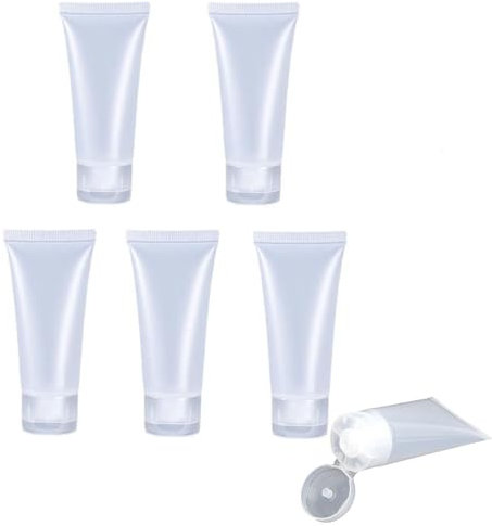 MORICOH 5 Stück Transparenter Nachfüllbare Leere Tuben, Probenbehälter, Leere Flüssige Foundation-Tuben für Reisen und DIY-Projekte,DIY Lipgloss,Balsam,Kosmetik (100ml)