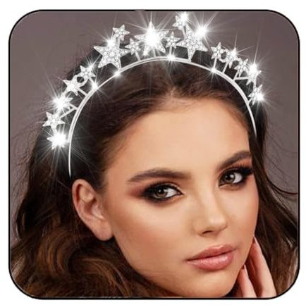 Bandeau Étoiles Scintillantes, Bandeau Étoile en Strass, Étoiles Serre-Tête, Cerceau de Cheveux Étoile, pour Femmes Filles Anniversaire Fête Costumée