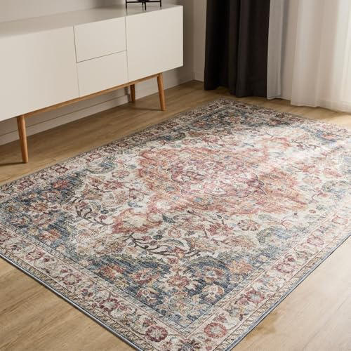 benuta Basic Waschbarer Teppich George - Multicolor 300x400 cm - Kunstfaser - Rechteckig & im Style: Vintage, Elegant, Retro - Pflegeleicht für Wohnzimmer Schlafzimmer
