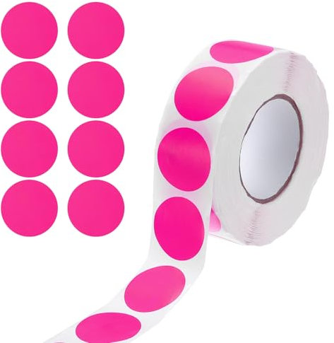 sourcing map Lot de 1 000 autocollants circulaires scintillants à paillettes pour récompense, salle de classe, enseignant, enveloppes, décoration de colis d'anniversaire, rose, 2,5 cm