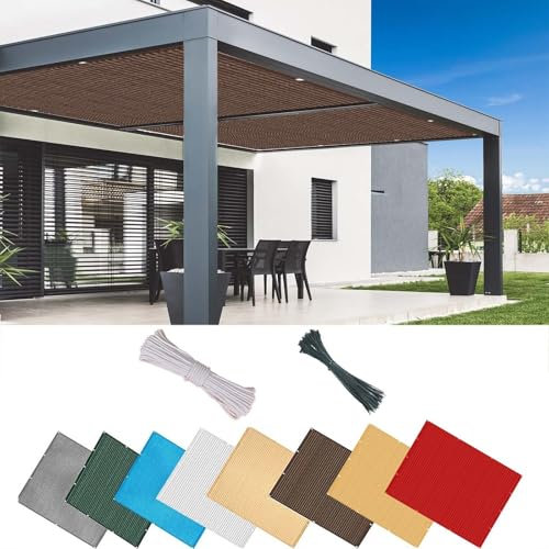 Toldo parasol 240 x 355 cm, 95% de bloqueo UV, toldo rectangular para jardín, piscina y terraza, tela de polietileno de alta densidad transpirable, color marrón, incluye cuerda