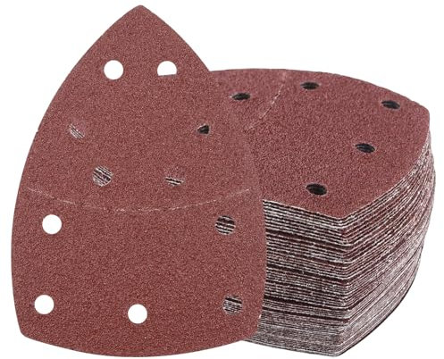 Lot de 60 triangles abrasifs auto-agrippants, souris, papier abrasif, 92 x 140 mm, feuilles abrasives 5 trous, grains 40/60/80/120/180/240 pour papier abrasif Black et Decker