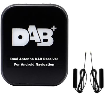 Generic DAB+ Digital Radio Receiver Box for Android Car Stereo, Amplified Aerial, USB Powered, 3m Antenna Cable