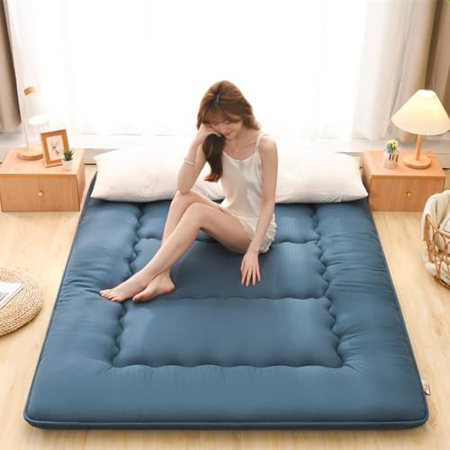 LIANTIAN Tatami-Matratze, Klappmatratze, Langer Schlaf ohne Zusammenfallen, trocken und atmungsaktiv, Futon-Kissenmatratze, leicht zu reinigen und zusammenzufalten, für Schlafzimmer(Blue,90 * 200cm)