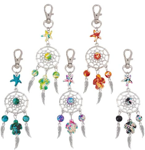 GOMAKERER 15 Stück Traumfänger Schlüsselanhänger 5 Stilen Farbenfrohe Traumfänger Anhänger Mit Türkisfarbenem Traumfänger Schlüsselring Zum Herstellen Hängender Dekorationen Zum Bewahren Des Glücks