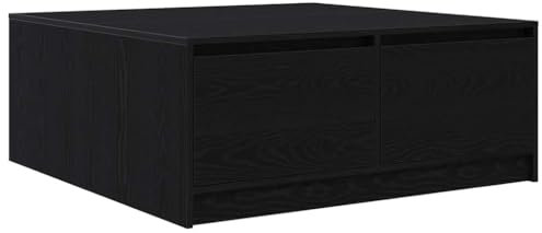 vidaXL Table Basse avec tiroirs chêne Noir 100x100x40 cm, Table Centrale, Table de canapé, Table d'accent, Table d'appoint, Table de Salon