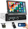 Inefala Autoradio 1 Din avec Écran Motorisé, 7 Pouces Écran Tactile Poste Radio Voiture Bluetooth avec Mirror Link Caméra Arrière Micro Télécommandé, USB SWC Radio FM