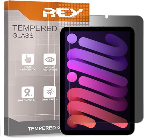 REY Protector de Pantalla Antiespía para iPad Mini 6ª Gen. 8,3 2021-7ª Gen. 8,3 2024, Cristal Vidrio Templado Premium