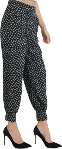 Women's Harem Trousers - Ladies Casual Pants -Elasticated Waist - Soft Stretchy Fabric - Full Length - Plus Size UK (UK, Numeric, 8, 26, Regular, Regular, XXXL (24-26), Blue Floral Print)