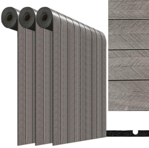 3Rolle Dunkelgrau Wandpaneele Selbstklebend Holzpaneele Wand Akustikpaneele Holzoptik Wanddeko 3D Lamellenwand Schallschutzplatte aus Holzfurnier Deckenpaneele Holzwandpanele für Wohnzimmer300x40cm