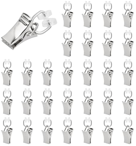 T-Glider Vorhangklammern,Gardinenhaken mit Rollen,Schienengleiter,Vorhangrollen,Metall Gardinenröllchen,T-Schienen Vorhang Clips für Curtain Hooks Duschvorhang Türvorhänge Wohnwagen, 30 Stück