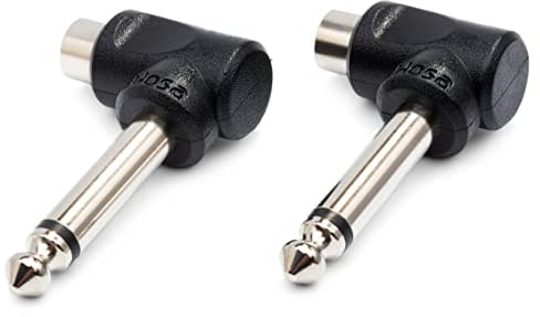 Hosa GPR-123, Right-angle Adaptors, RCA to 1/4 in TS, 2 pc