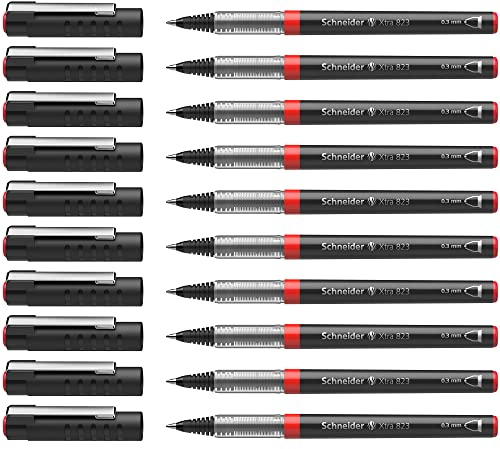 Schneider 8232 Xtra 823 Tintenroller (Konusspitze aus Edelstahl, 0,3 mm) 10er Packung rot