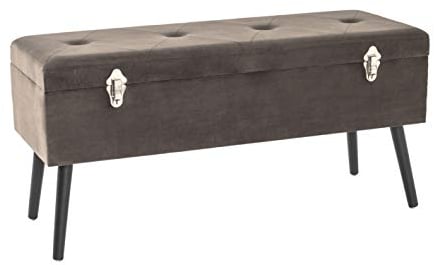 HAKU Möbel Sitztruhe Taupe, Massivholz, MDF, Samt - Maße: B 106 cm x H 52 cm x T 40 cm, Style: Art Deco