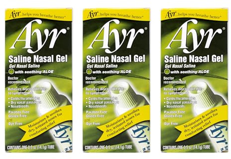 Ayr Saline Nasal Gel with Aloe 0.5 oz – Moisturizes Dry Nasal Passages, Soothes Irritated Noses (Pack of 3)