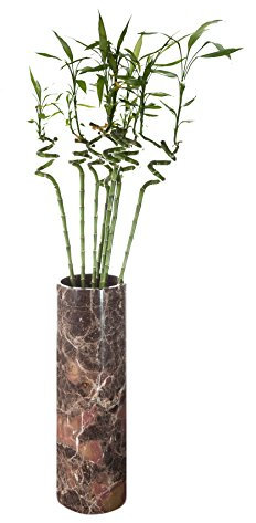Yuchengstone Vase rond en marbre massif à poser au sol ou sur pied - Marbre coloré rare - Pièce unique en naturel - Dimensions : Ø/H 19/59 cm - Poids : env. 20 kg