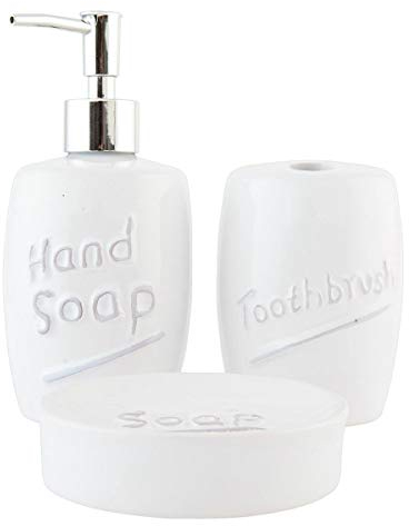 Clayre & Eef 63600W Badezimmer Set (3) / Seifenspender Badzubehör
