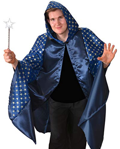 Umhang Zauberer blau mit Sternen Einhgr. Kostüm Magier Fasching Karneval