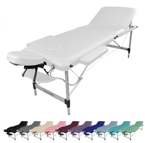Vivezen - Klappbarer Massagetisch mit 3 Zonen aus Aluminium + Zubehör und Transporttasche