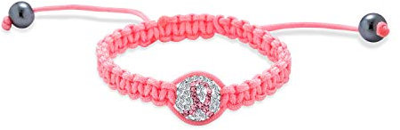Bling Jewelry Bracelet Empilable D'Inspiration Shamballa Avec Boule De Cristal Pavée Pour Femmes, Cordon Tressé Rose, Ajustable Pour Petit Poignet.