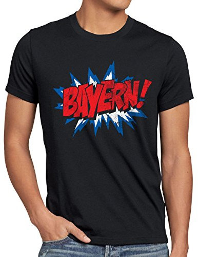 style3 Bayern! Fan T-Shirt Herren München Fußball Oktoberfest, Größe:L, Farbe:Schwarz