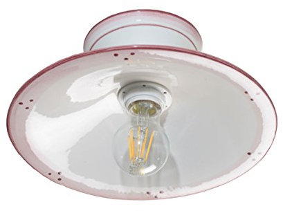 VANNI LAMPADARI - Lampada Da Soffitto Piatto Liscio Diametro 20 In Ceramica Decorata A Mano Disponibile In 5 Finiture