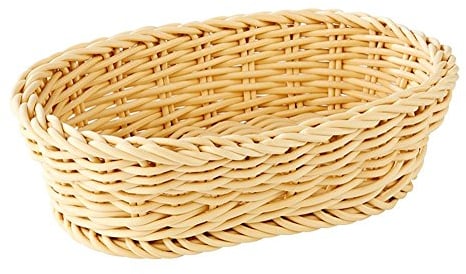 APS 50624 Korb, oval „Profi Line“ - Körbchen, Flechtkorb aus Polypropylen - Abmessungen: 19 x 12 cm / Höhe: 6 cm / Farbe: Beige