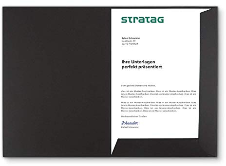 Präsentationsmappe A4 in Schwarz (40 Stück) - sehr stabiler 350 g/m² Naturkarton - direkt vom Hersteller STRATAG - vielseitig einsetzbar für Ihre Angebote, Exposés, Projekte oder Geschäftsberichte