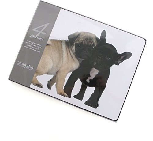 Mars & More 4-teiliges Tischset-Set, Mops und französische Bulldogge | MM-SCPMMF | 8716522043600