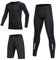 BUYKUD Kids Boys 3PCS Long Sleeve Base Layer Compression Athletic Shirt Tights Top & Bottom Thermal Underwear Sports Set, 8-9 Yrs, Black/Reflective Strip