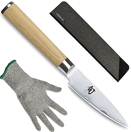 KAI Shun White Officemesser 9cm DM-0700W mit Klingenschutz und Schutzhandschuh