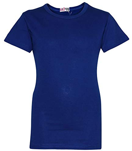 Girls Cotton T Shirt Plain Crew Neck Casual Fashion Top Everyday Wear | Soft Feel Tee Lightweight Breathable Stylish Trendy Wardrobe Essential