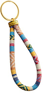 Boho Schlüsselanhänger - Glücksbringer Talisman - Made by Nami Handmade Surfer Festival Accessoires - Beste Freundin Geschenk Geburtstag - Taschenanhänger (Gelb)
