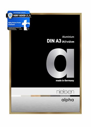 nielsen Alpha Brushed Amber Aluminium Picture Frame - A3, 29.7x42cm - with Float Glass and Easy Push-Turn Clips - For Photos and Art