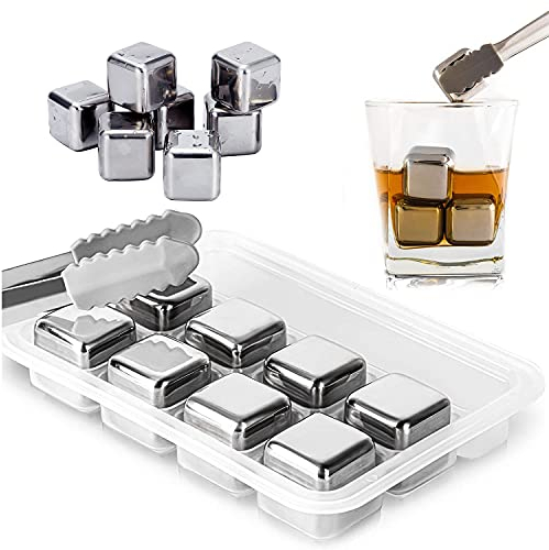 HENGBIRD 8 Wiederverwendbare Edelstahl Eiswürfel, Lebensmittelecht Edelstahl Ice Metall Kühlsteine Bar Zubehör Cocktail Rocks Gin Stones