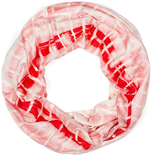 styleBREAKER Unisex Loop Schal mit Batik Streifen Muster Print, Leichter Schlauchschal Farbverlauf, Tuch 01016213, Farbe:Koralle-Weiß