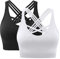 ANGOOL Damen Sport BH ohne Bügel Gepolstert Yoga Bra Kreuz Rücken Sport Bustier für Jogging Fitness, Schwarz+weiß, S