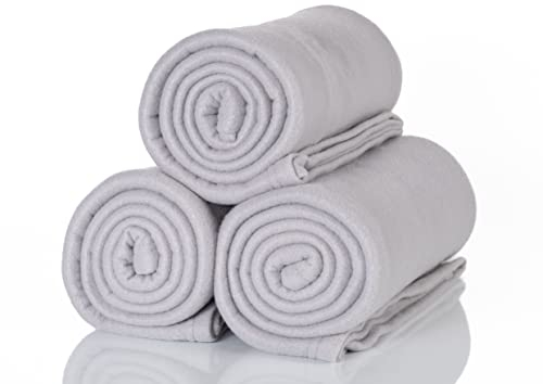 ALCLEAR 3 Stück Oeko Tex Fleecedecken, Farbe: platingrau, tolle Größe 130x160 cm, über 200 g/m2, Sofadecke Couchdecke Wohndecke, Picknickdecke Sofaüberwurf Decke
