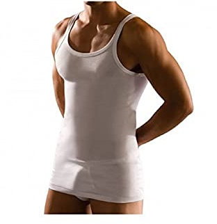 Cagi 1113 Canottiera Spallina Stretta Filo di Scozia (3 Pezzi) (Bianco, 5/Large)