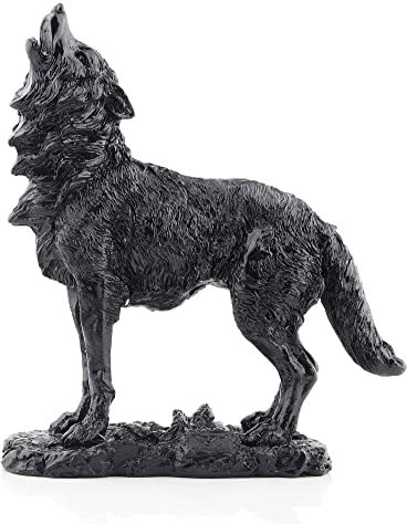 Wisifayardin Statue und Figur mit Heulender Wolf, Schwarz