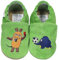HOBEA-Germany Kitaschuhe Safestep, Kinderhausschuhe, Lederschuhe (Maus mit Elefant Fußball grün, 24/25)
