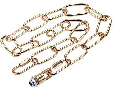 sourcing map Pendant Light Fixture Chain, 0.16 Inch Thick 24 Inch Long Chandelier Hanging Links with Chain Connectors Hook Rings, Dark Gold 1 Set