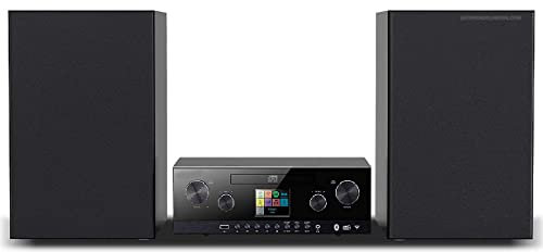 Suinga Mini impianto musicale Bluetooth WiFi Dab, 2 x 50 W di potenza in uscita, colore nero.