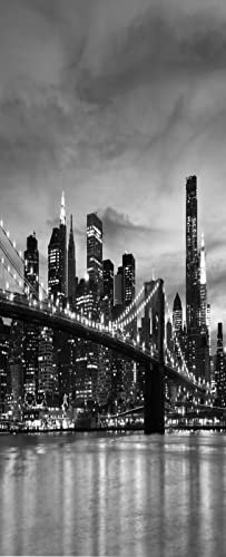 A.Monamour Türtapete Selbstklebend Türfolie Türposter 3D Brooklyn Bridge Und Die Skyline Von Manhattan Bei Nacht In New York City Vinyl Folie Türdeko Tapete Wandbild Türaufkleber Türtattoo 95 x 215 cm
