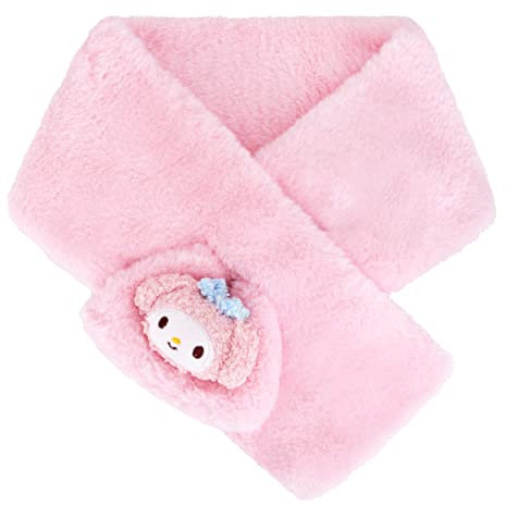 Roffatide Anime Rosa Kaninchen Schal Flauschiger Cartoon Plüsch-Fleece Winterreise-Schal mit Stickerei Rosa