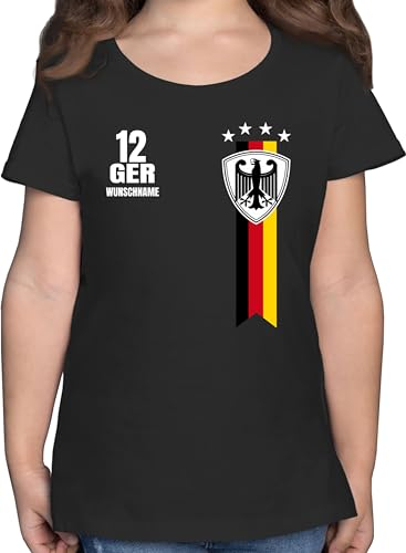 T-Shirt Mädchen - 2026 Fussball Fanartikel - Germany WM Fan Deutschland - 128 (7/8 Jahre) - Schwarz - Deutschland. Tshirt em 2024 Shirt Kinder fußball Europa t Shirts Deutschland-t-Shirt