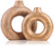 2-Teiliges Wasserdicht Goldene Donut Vase, Matt Keramik Vase Set für Pampasgras, Ikebana & Tulpen, Vintage & Boho Stil, Ideal für Wohnzimmer, Schlafzimmer, Büro-Aesthetic Deko