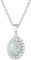 FANCIME Opal Kette mit Oval Anhänger aus 925 Sterling Silber, CZ Zirkon Edelstein Halskette Schmuck Geschenk für Damen Frauen Mädchen - Kettenlänge: 40+5 cm