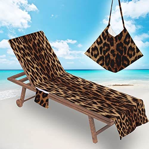 Surwin Schonbezug Für Gartenliege Strandliegenauflage Frottee Liegenauflage Stuhl Strandtuch Sun Lounger Bezug mit Tasche Sporthandtuch für Sommer Strand Garten Schwimmen (75x210cm,Kaffee)