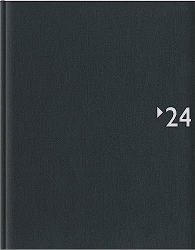 Wochenbuch anthrazit 2024 - Bürokalender 21x26,5 cm - 1 Woche auf 2 Seiten - 128 Seiten - mit Fadensiegelung - Leinenoptik - Notizbuch - 732-2621